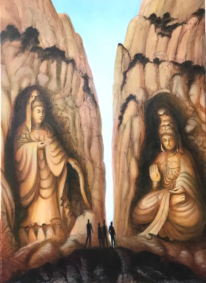 Chinese landscape with giant QuanJings